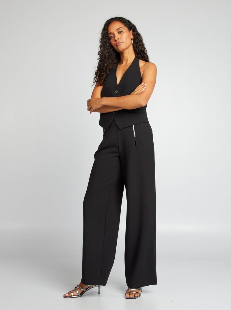 Pantalón de pinzas con cierres negro - Kiabi