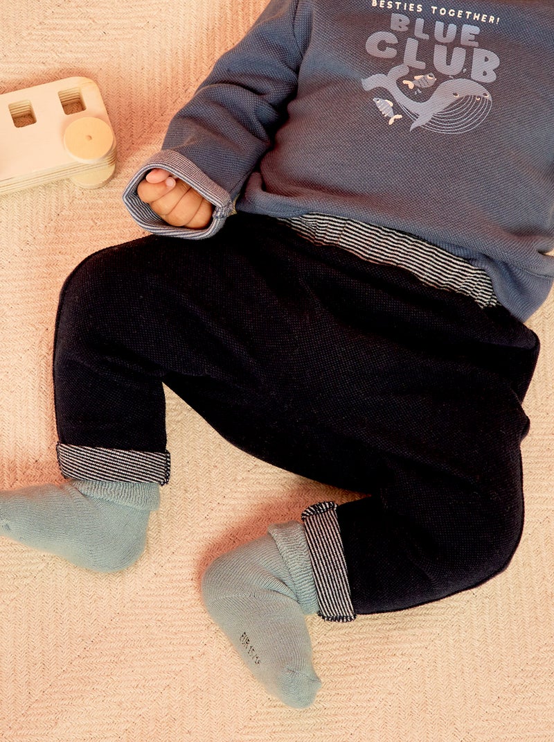 Pantalón de piqué azul - Kiabi