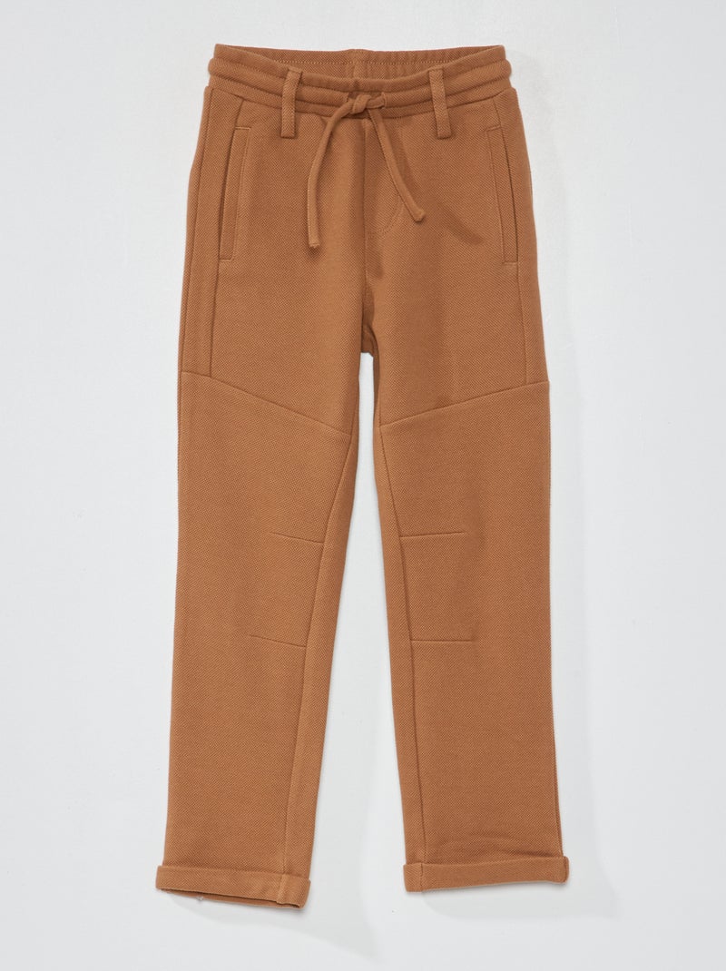 Pantalón de piqué de algodón - Corte más ajustado BEIGE - Kiabi