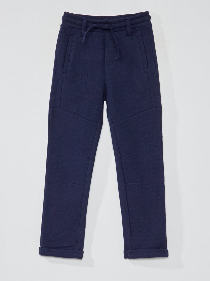 Pantalón de piqué de algodón - Corte más ajustado negro iris - Kiabi