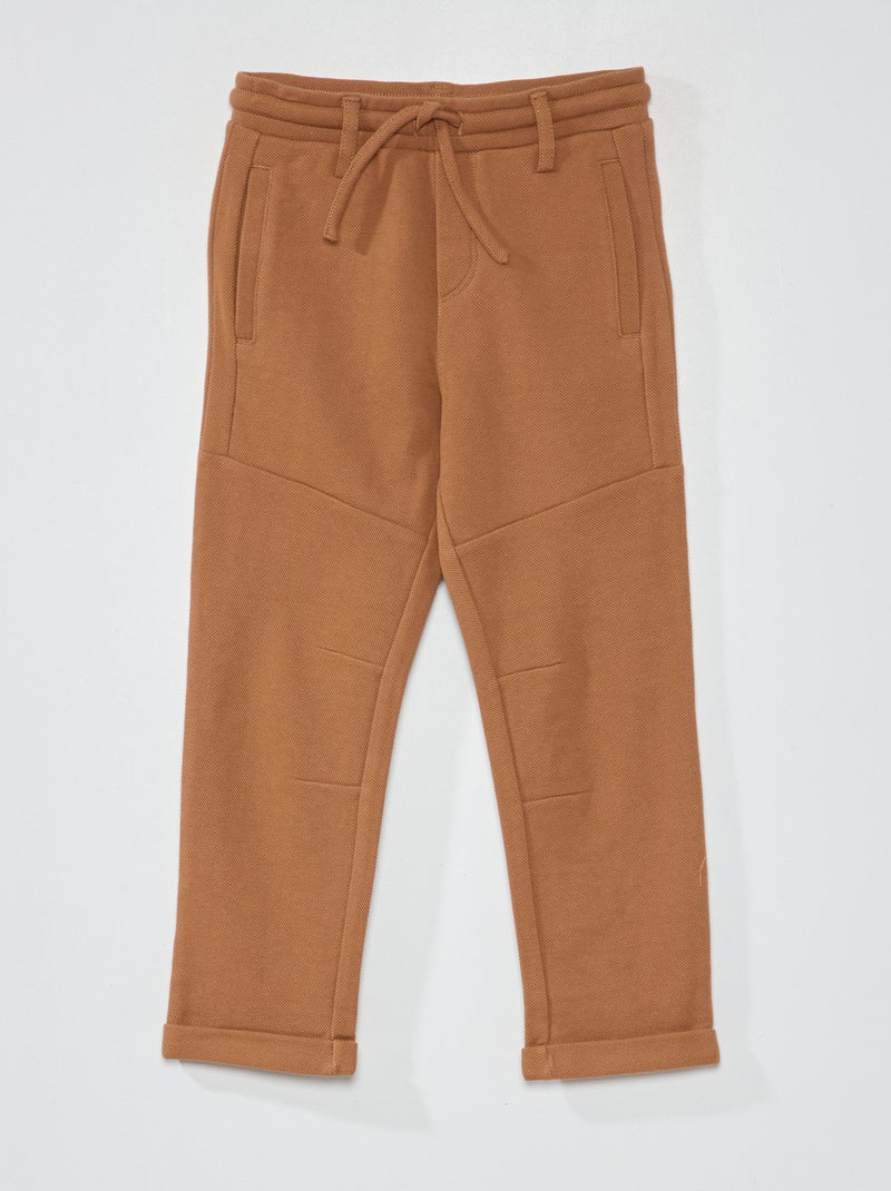 Pantalón de piqué de algodón - Corte más cómodo BEIGE - Kiabi