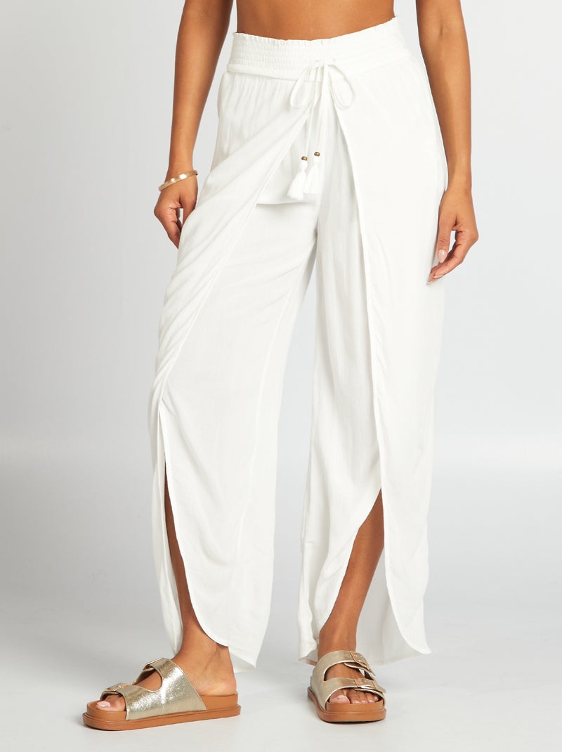 Pantalón de playa ancho BLANCO - Kiabi