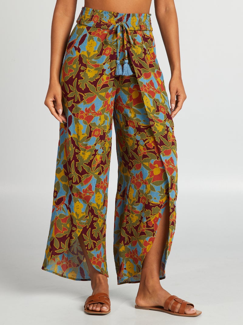Pantalón de playa ancho estampado AZUL - Kiabi