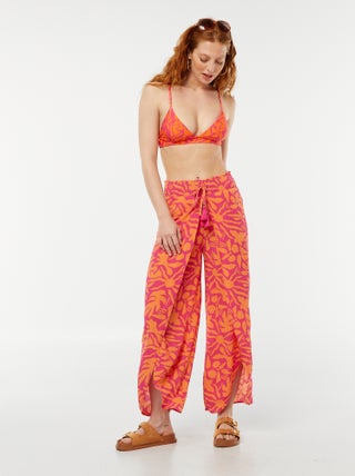 Pantalón de playa con estampado de hojas