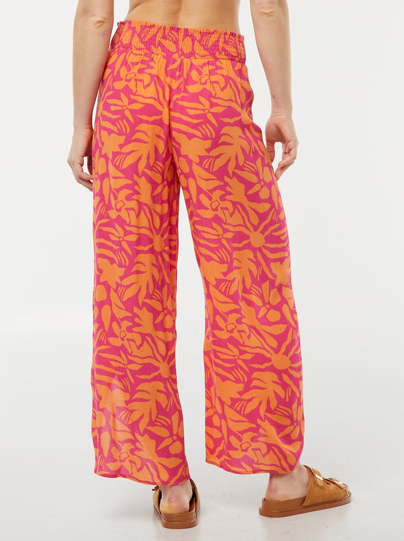 Pantalón de playa con estampado de hojas Rosa - Kiabi