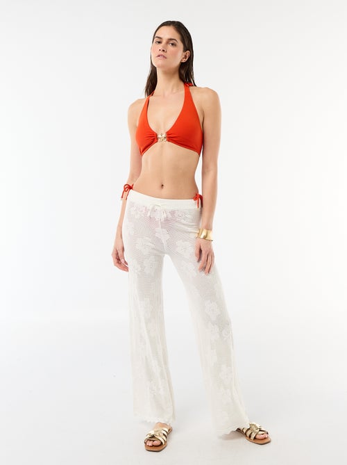 Pantalón de playa de malla croché con flores - Kiabi