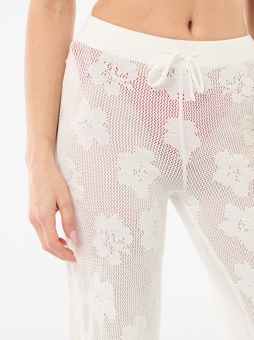 Pantalón de playa de malla croché con flores - Kiabi