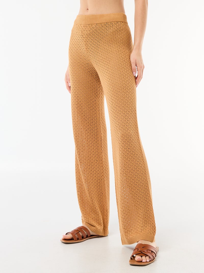 Pantalón de playa de malla croché Marron - Kiabi