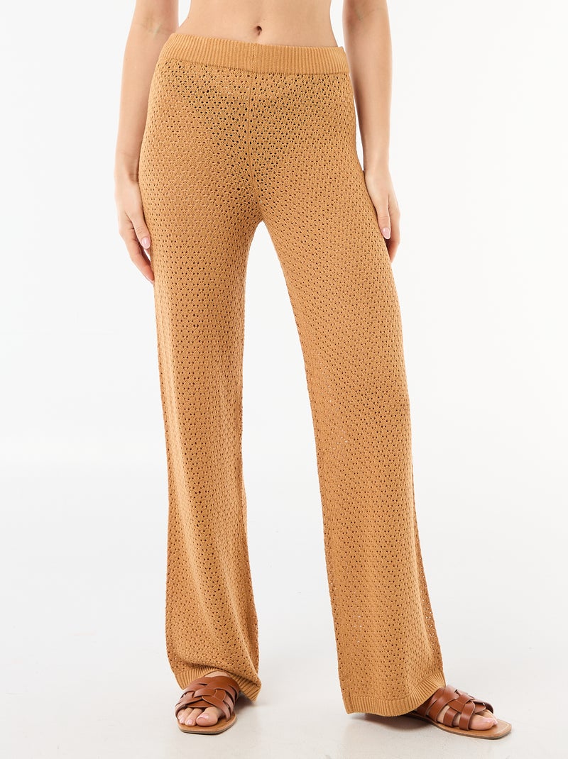 Pantalón de playa de malla croché Marron - Kiabi