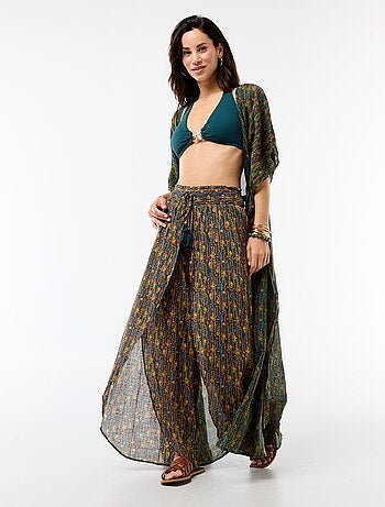 Pantalón de playa en viscosa estampada