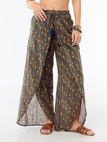 Pantalón de playa en viscosa estampada