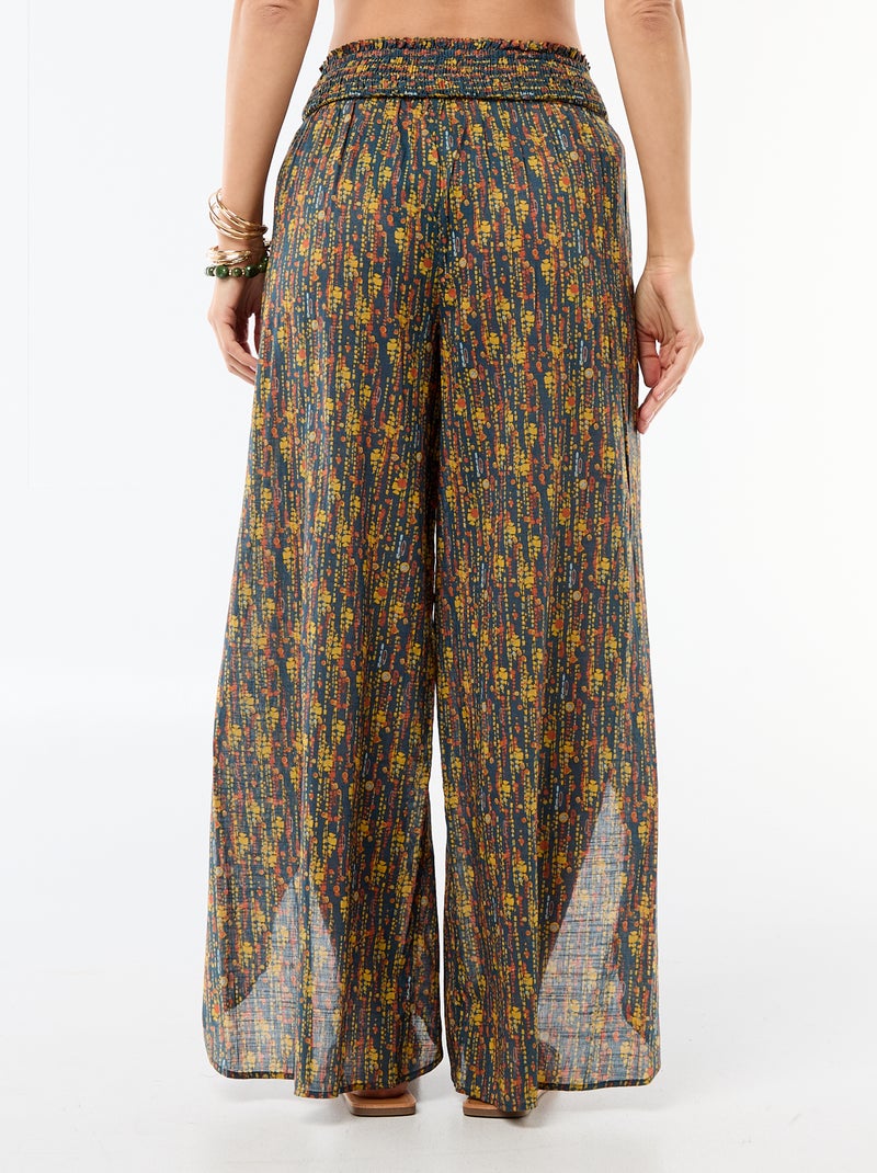 Pantalón de playa en viscosa estampada Azul - Kiabi