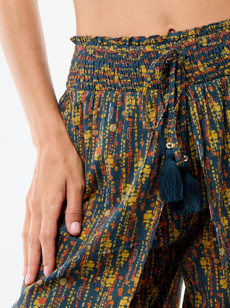 Pantalón de playa en viscosa estampada Azul - Kiabi