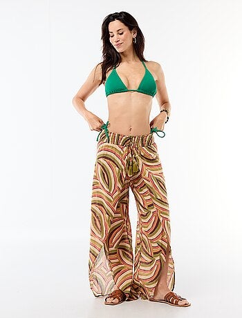 Pantalón de playa en viscosa estampada