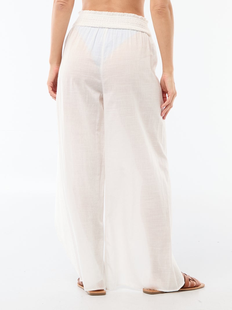 Pantalón de playa en viscosa estampada Blanco - Kiabi