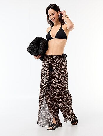 Pantalón de playa en viscosa estampada