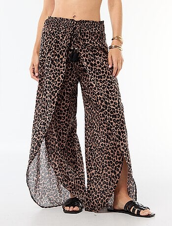 Pantalón de playa en viscosa estampada