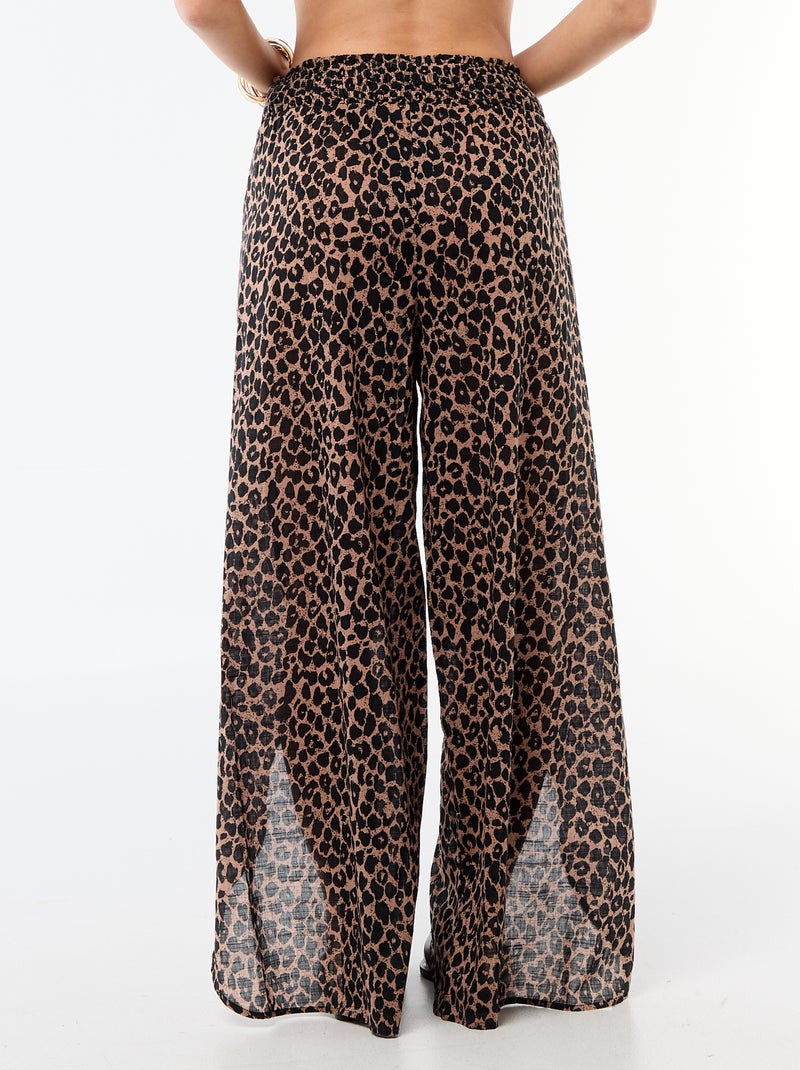 Pantalón de playa en viscosa estampada Marron - Kiabi