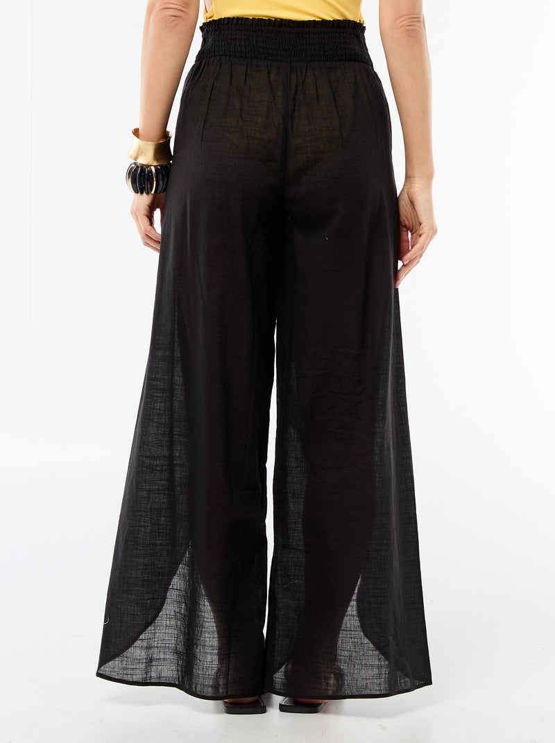 Pantalón de playa en viscosa estampada Negro - Kiabi