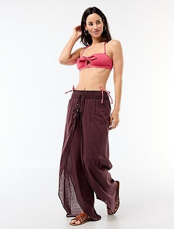 Pantalón de playa en viscosa estampada
