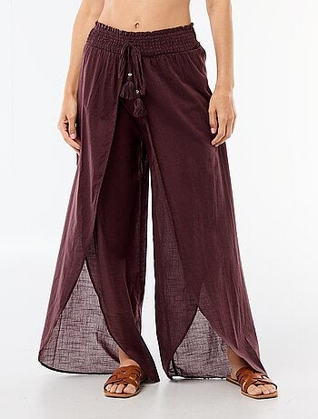Pantalón de playa en viscosa estampada