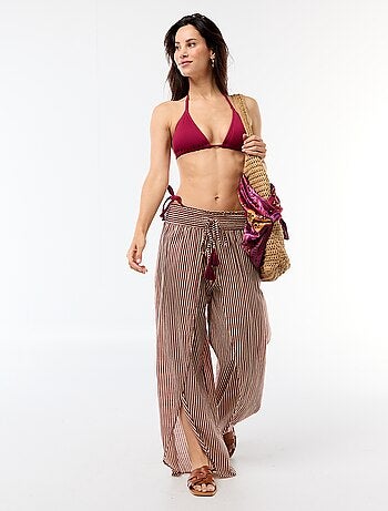 Pantalón de playa en viscosa estampada