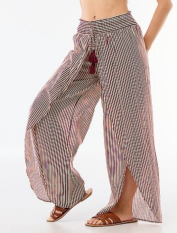 Pantalón de playa en viscosa estampada