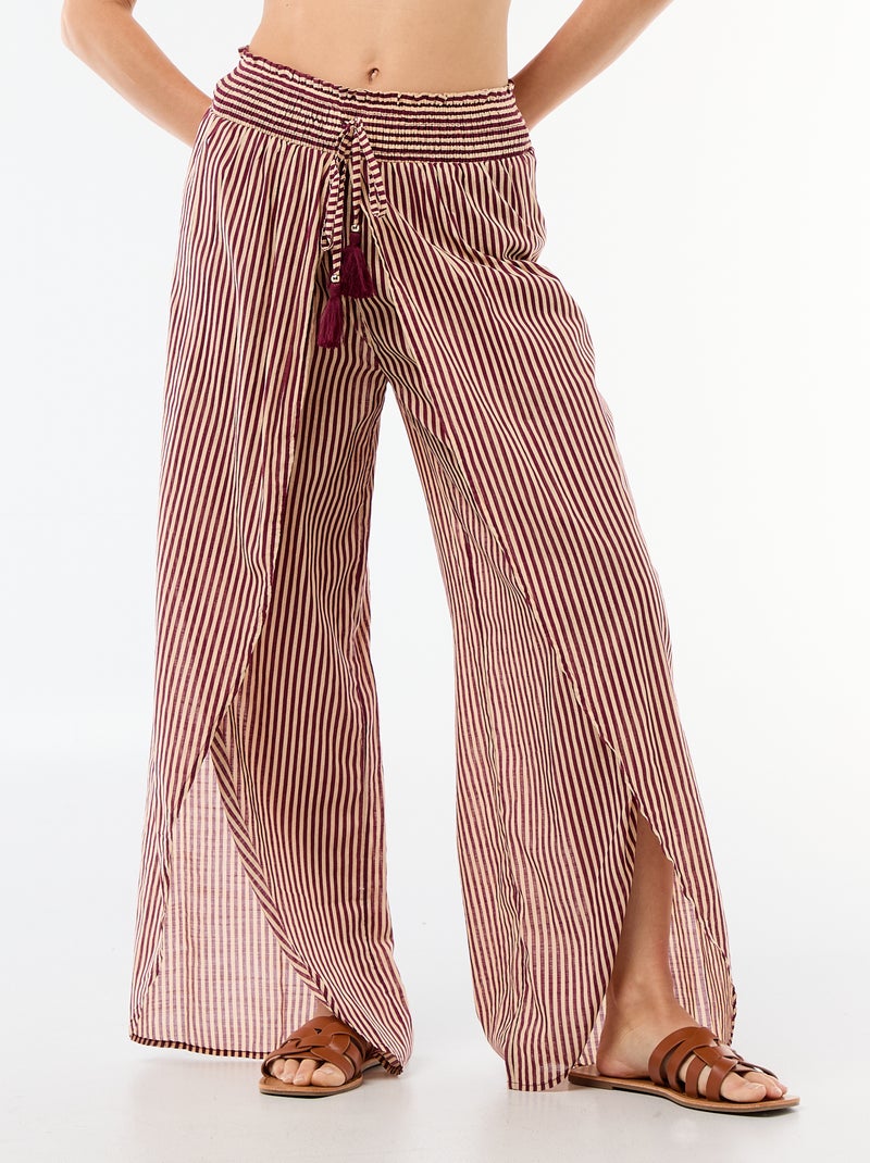 Pantalón de playa en viscosa estampada Rojo - Kiabi