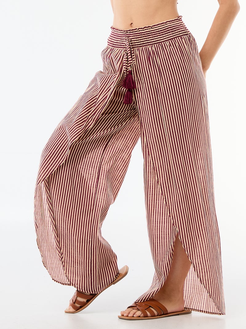 Pantalón de playa en viscosa estampada Rojo - Kiabi
