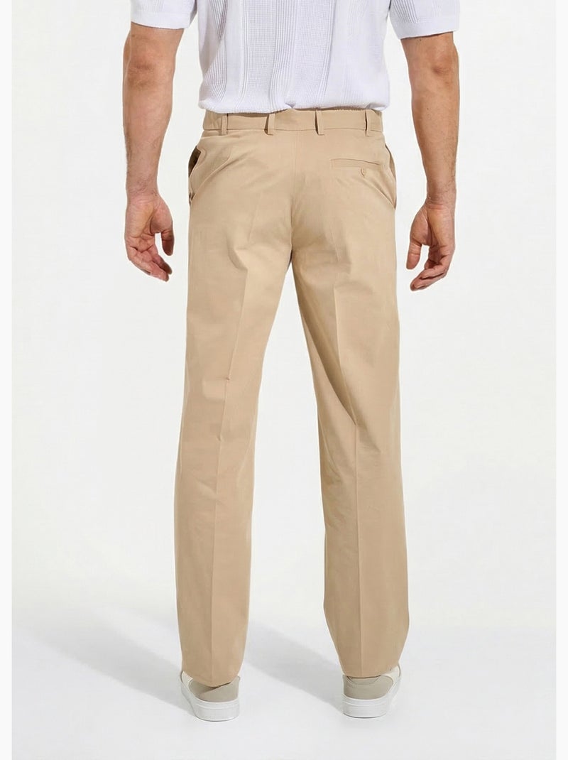 Pantalón de polialgodón con cinturón invisible ajustable - Afibel Beige - Kiabi