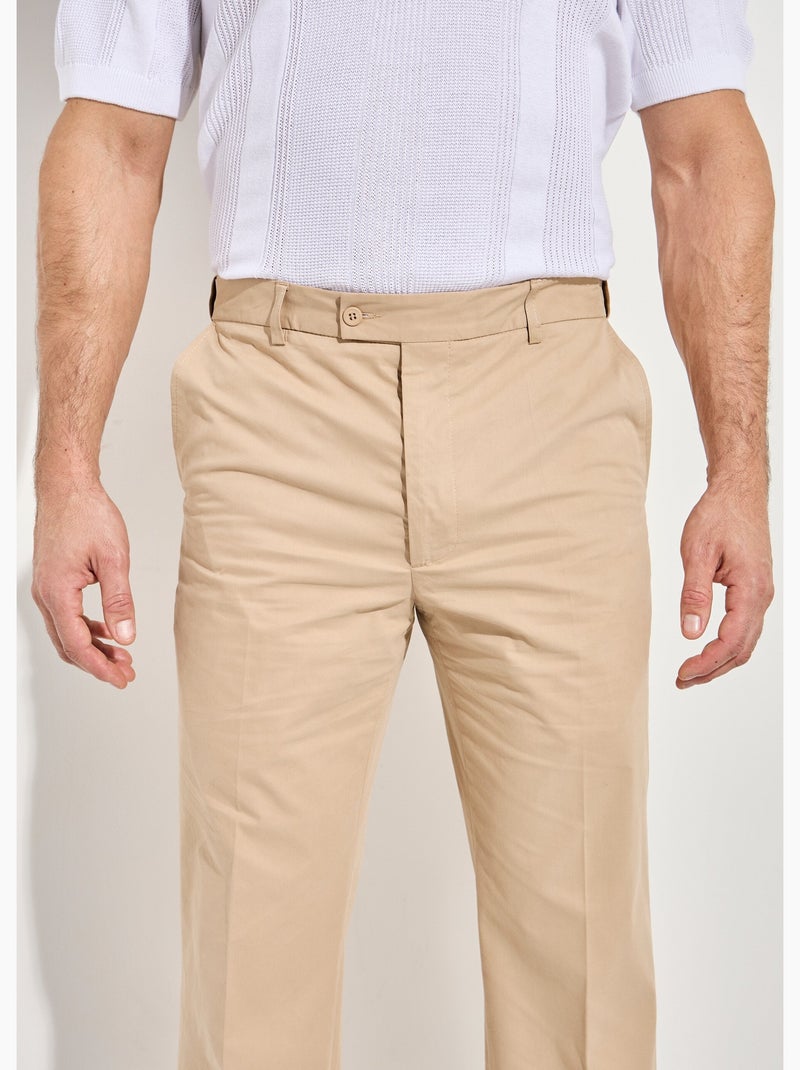Pantalón de polialgodón con cinturón invisible ajustable - Afibel Beige - Kiabi