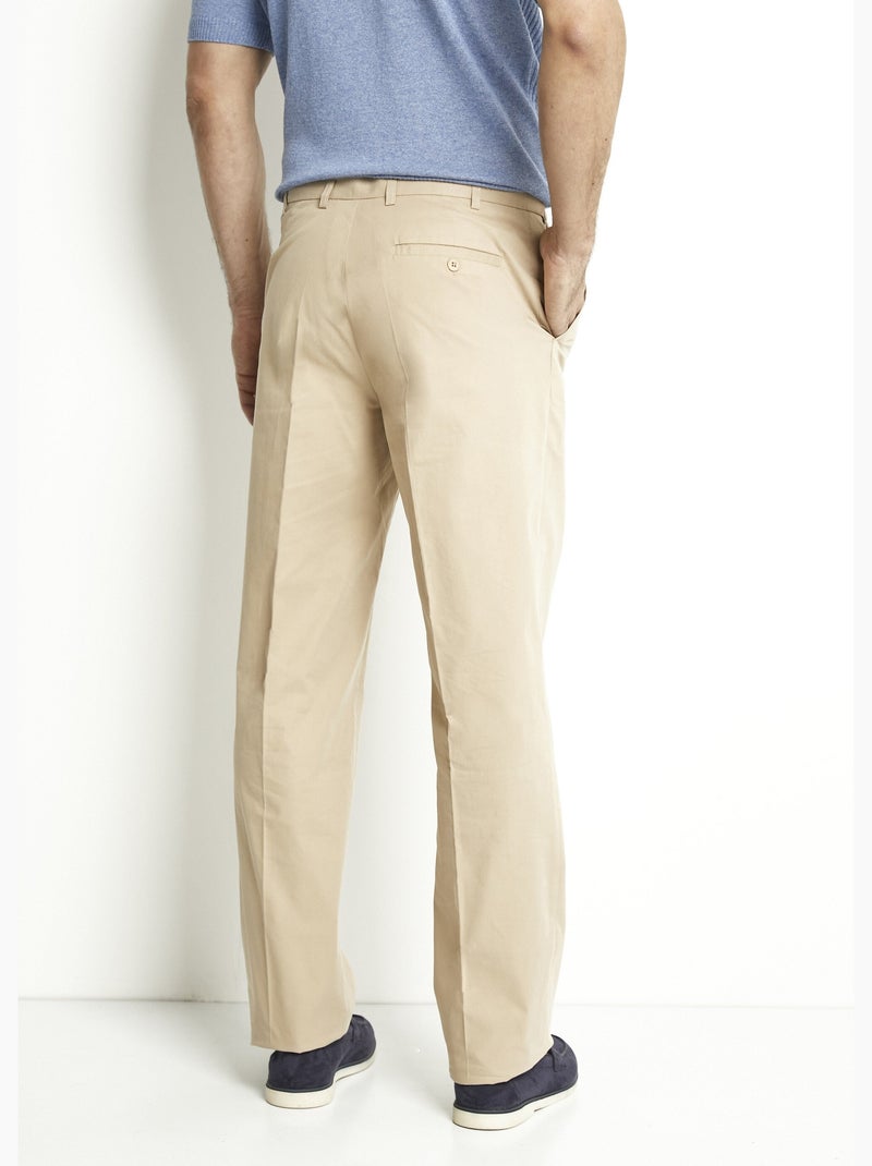 Pantalón de polialgodón con cinturón invisible ajustable Beige - Kiabi
