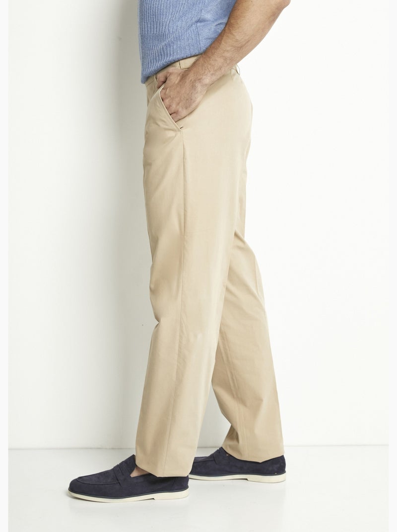 Pantalón de polialgodón con cinturón invisible ajustable Beige - Kiabi