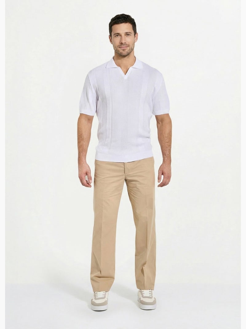 Pantalón de polialgodón con cinturón invisible ajustable Beige - Kiabi
