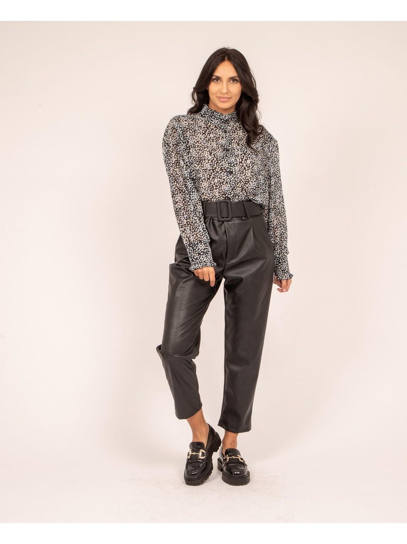 Pantalón de polipiel EKINE Negro - Kiabi