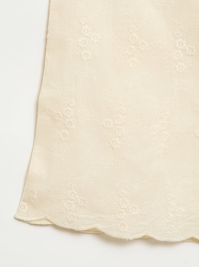 Pantalón de popelina con bordados Blanco - Kiabi