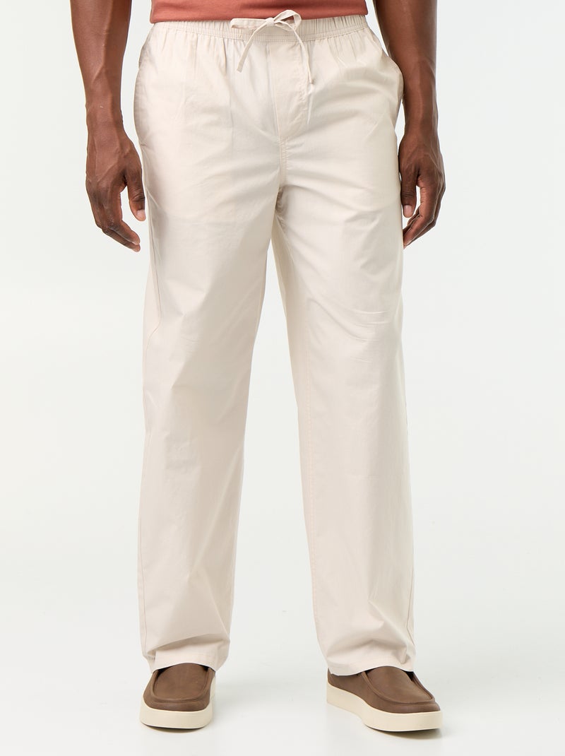 Pantalón de popelina con cintura elástica Gris - Kiabi