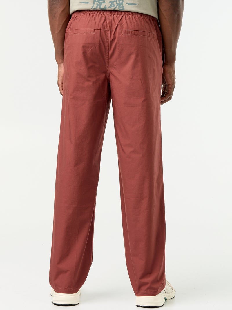Pantalón de popelina con cintura elástica Marron - Kiabi