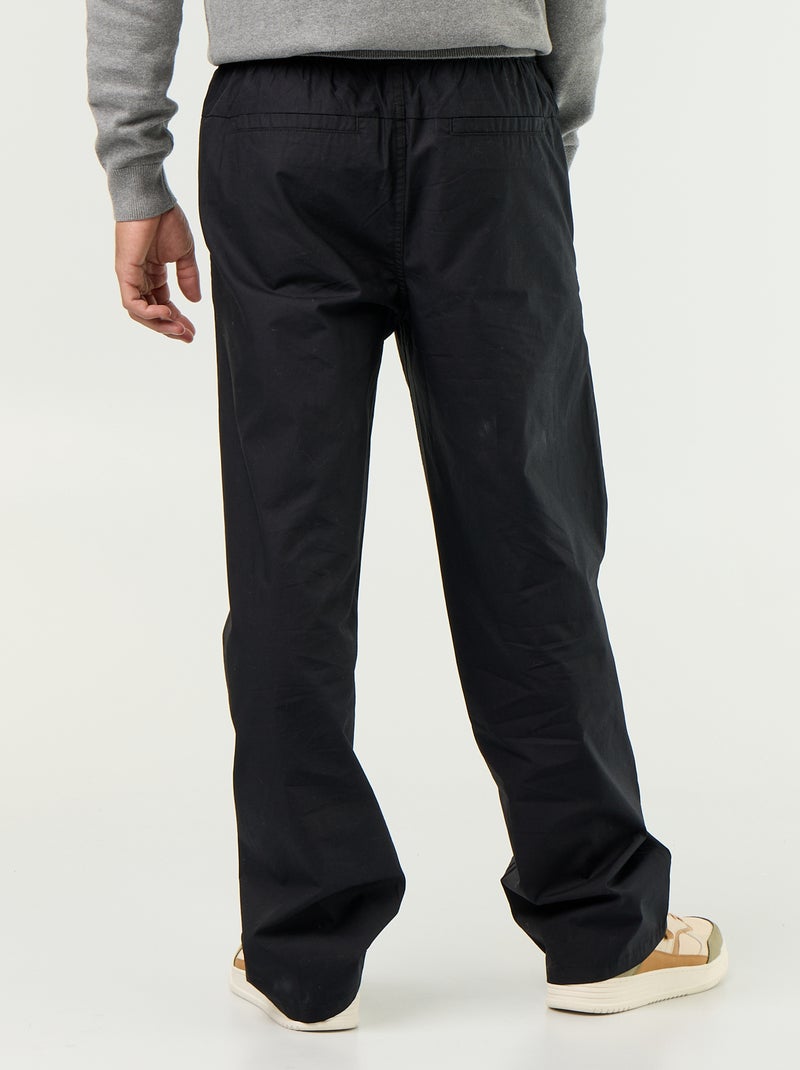 Pantalón de popelina con cintura elástica Negro - Kiabi