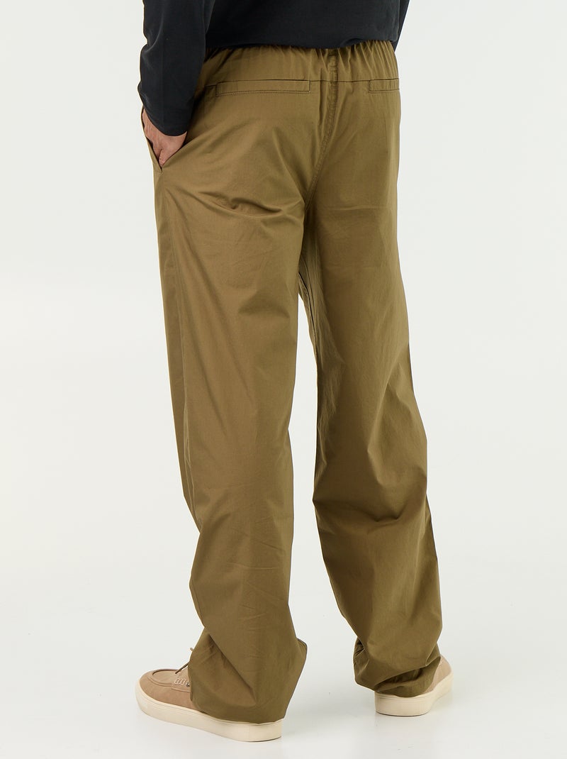 Pantalón de popelina con cintura elástica Verde - Kiabi