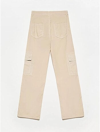 Pantalón de popelina de algodón de tiro alto y pernera recta dilvin