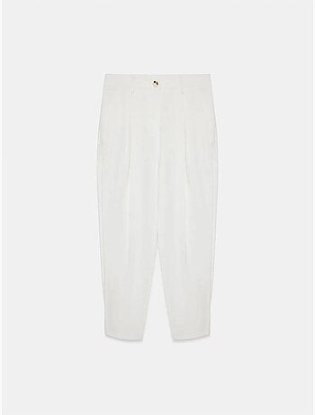 Pantalón de popelina de tiro alto y pernera ancha para mujer dilvin