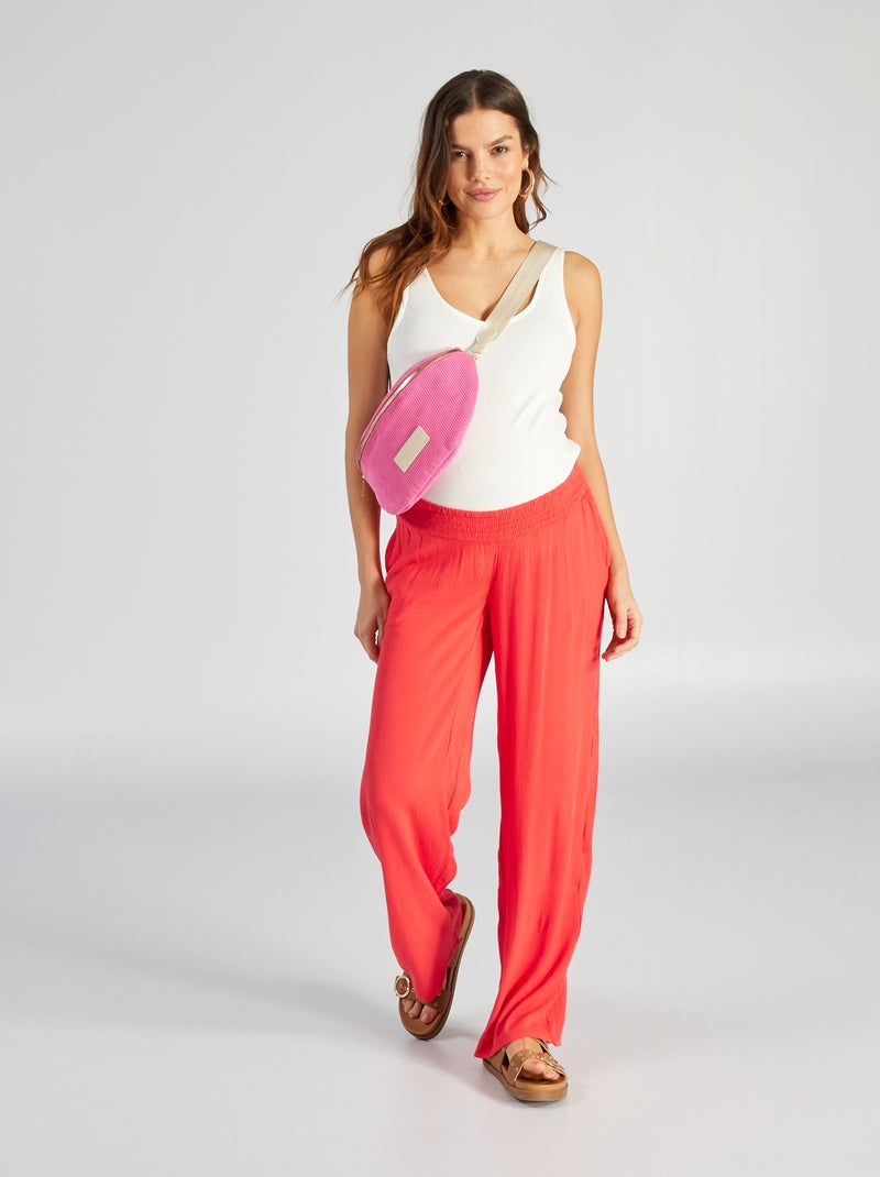 Pantalón de premamá ancho y vaporoso ROJO - Kiabi