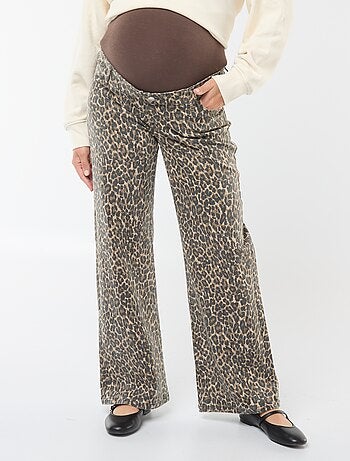 Pantalón de premamá wide leg con estampado de leopardo
