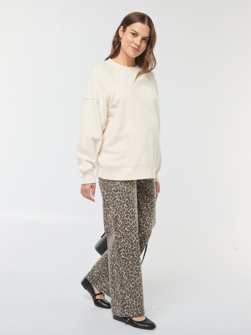 Pantalón de premamá wide leg con estampado de leopardo - Kiabi