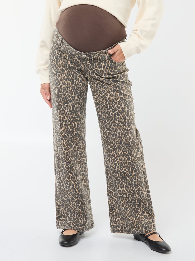 Pantalón de premamá wide leg con estampado de leopardo Marron - Kiabi