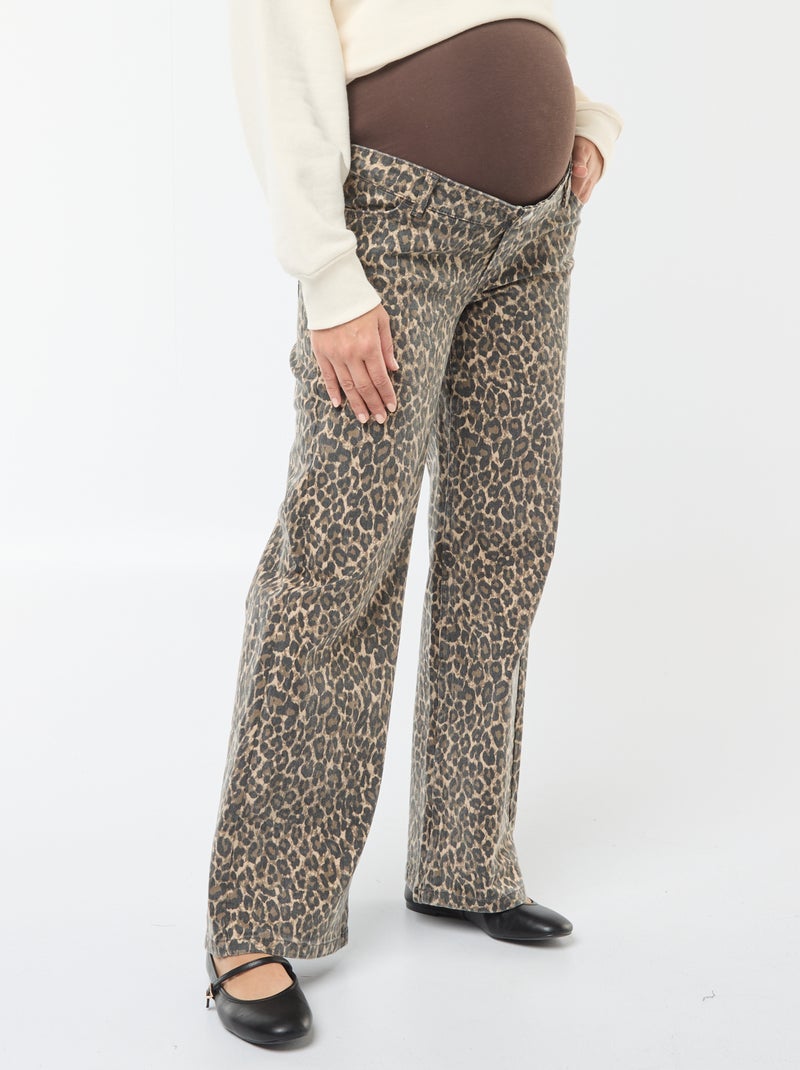 Pantalón de premamá wide leg con estampado de leopardo Marron - Kiabi