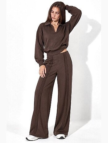 Pantalón de punto a rayas de tiro medio y pernera ancha hiccup