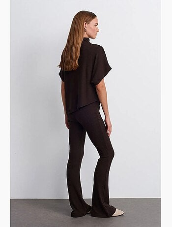 Pantalón de punto acampanado de tiro alto dilvin