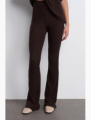 Pantalón de punto acampanado de tiro alto dilvin
